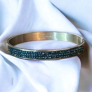 Jacmel Jewelry stainless steel blue rhinestones hinged bracelet